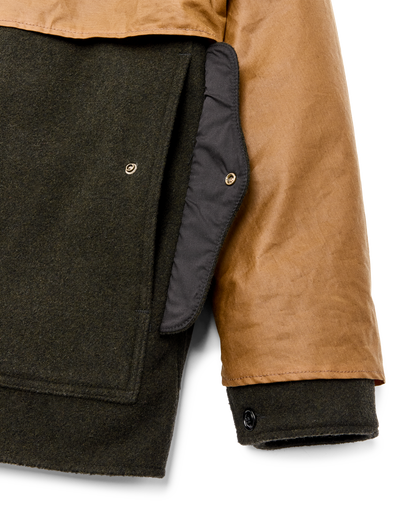 Mackinaw Wool Caped Cruiser Jacket - Peat Black / Dark Tan