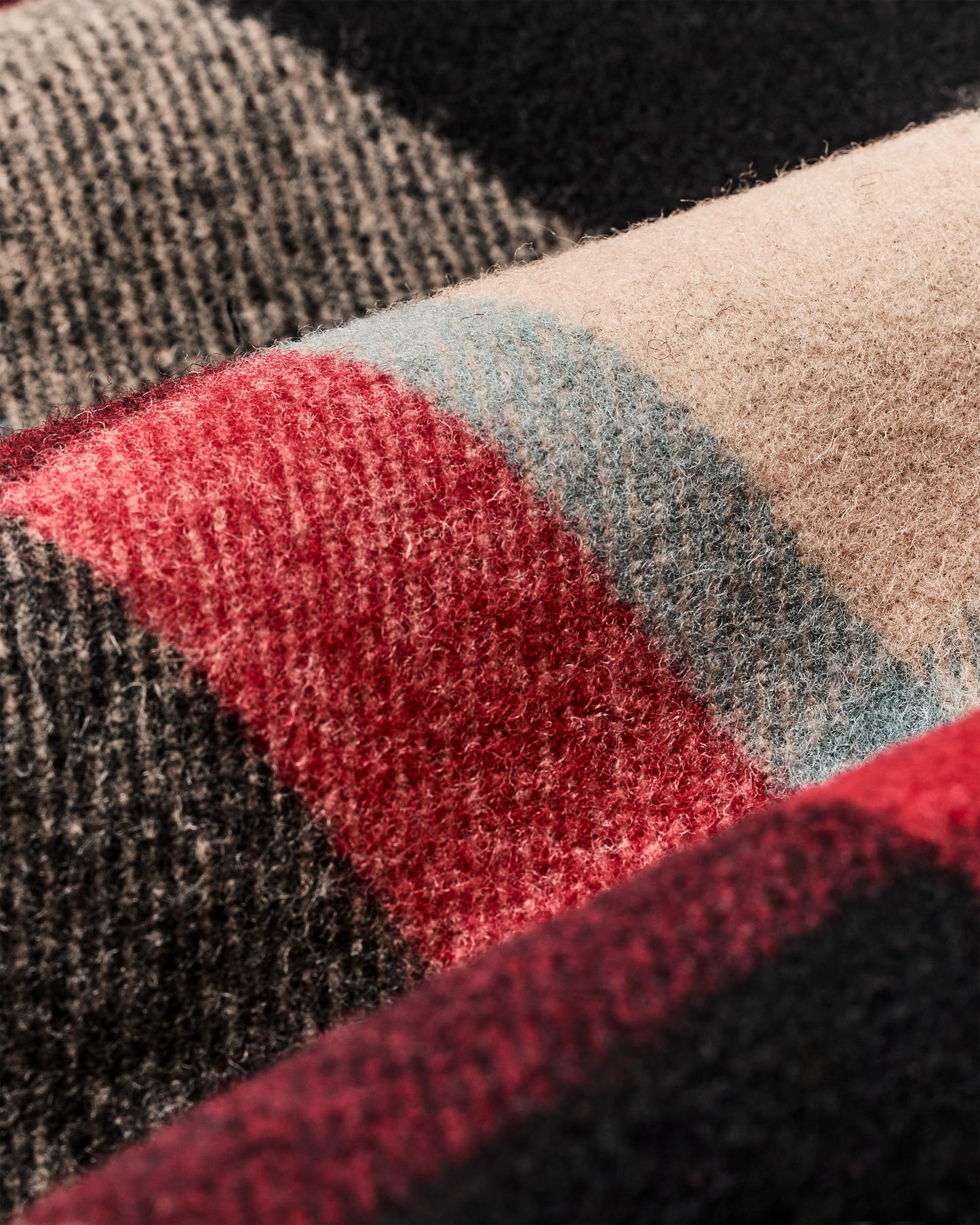 Lined Mackinaw Wool Packer Coat - Red / Cream / Blue Plaid