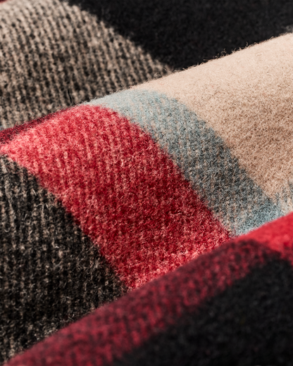 Lined Mackinaw Wool Packer Coat - Red / Cream / Blue Plaid