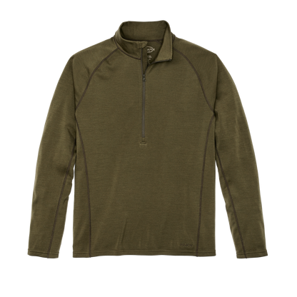 400g Merino Wool Long Sleeve Half-zip - Dark Olive