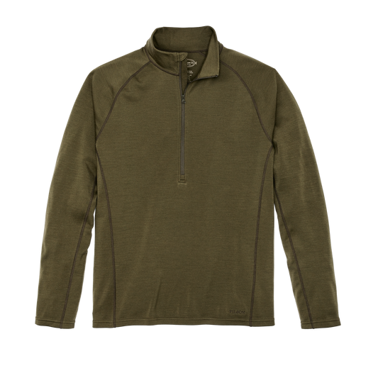 400g Merino Wool Long Sleeve Half-zip - Dark Olive