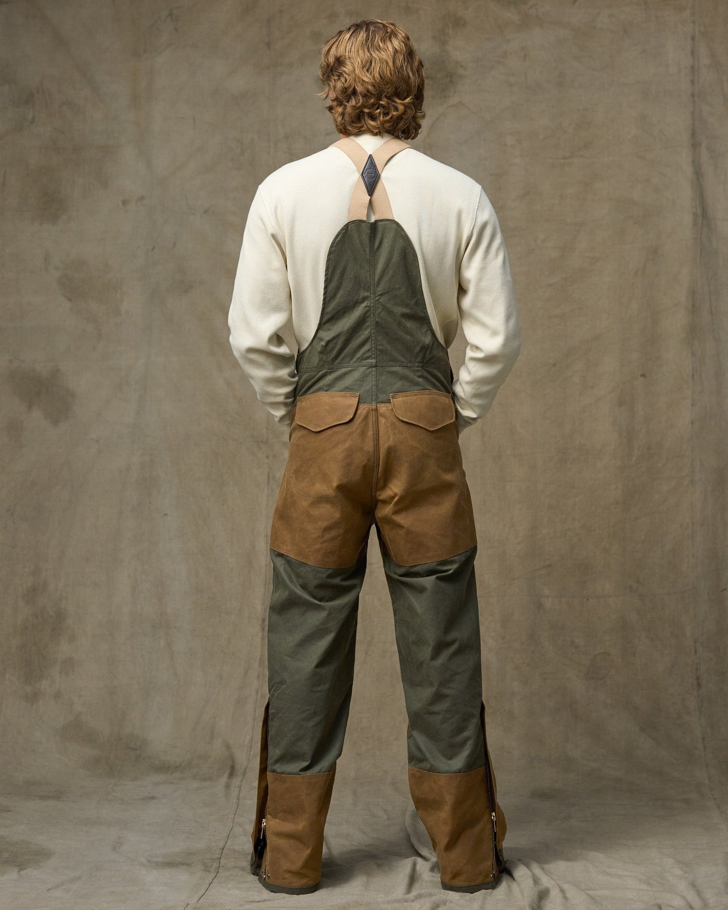 Double Hunting Bibs With Zipper - Otter Green / Dark Tan
