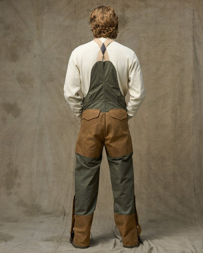 Double Hunting Bibs With Zipper - Otter Green / Dark Tan
