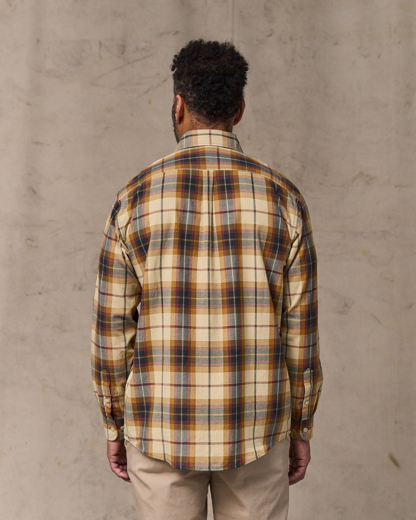 Madras Button-Down Shirt - Tan / Spruce Multicolor