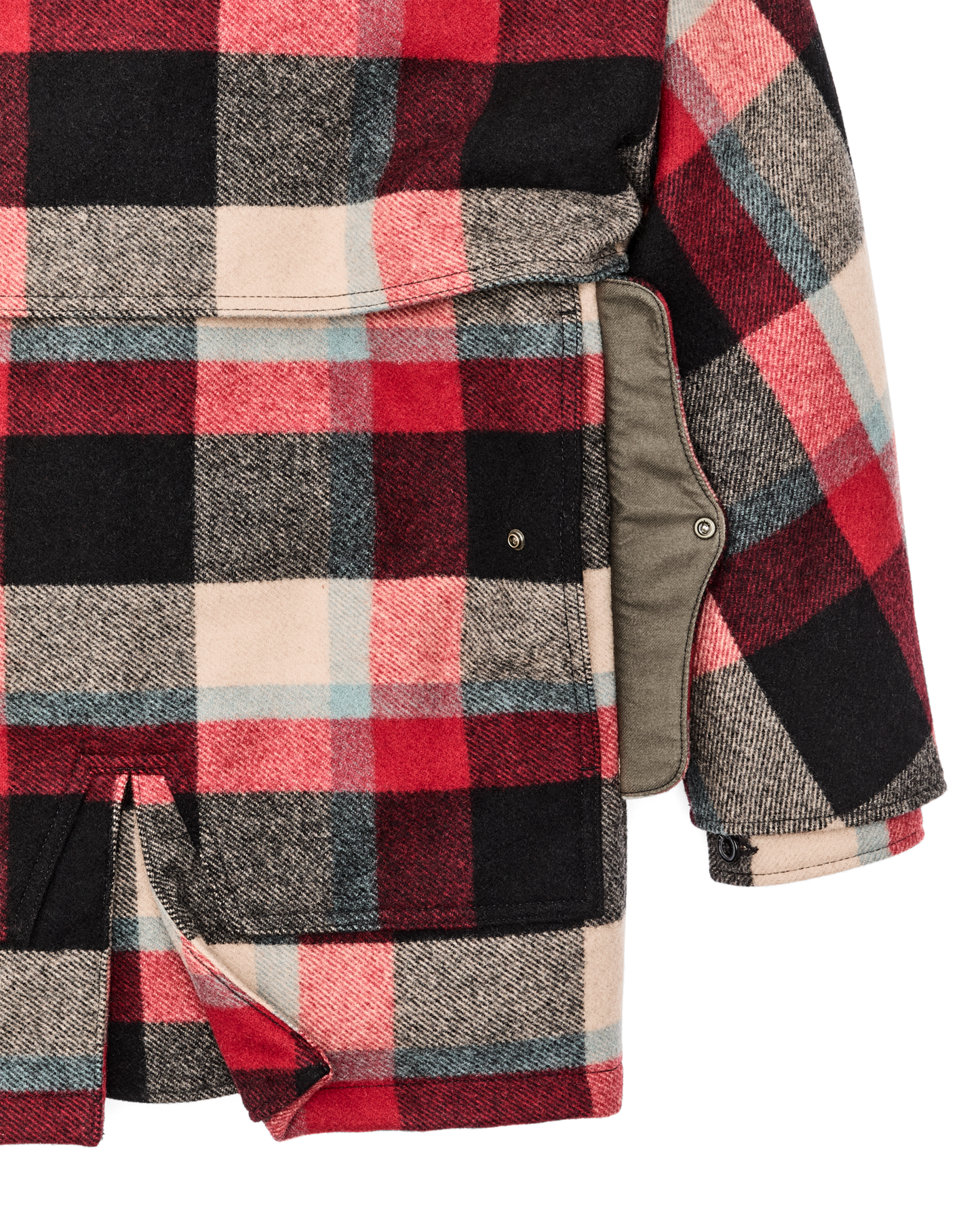 Lined Mackinaw Wool Packer Coat - Red / Cream / Blue Plaid
