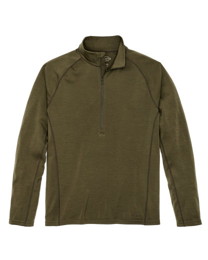 400g Merino Wool Long Sleeve Half-zip - Dark Olive
