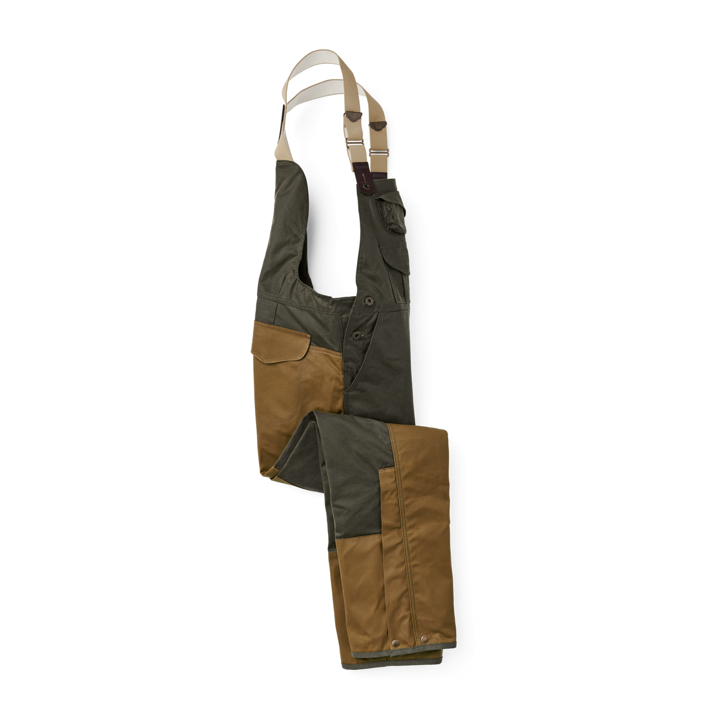 Double Hunting Bibs With Zipper - Otter Green / Dark Tan