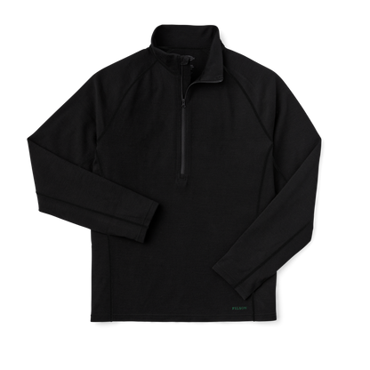 400g Merino Wool Long Sleeve Half-zip - Black