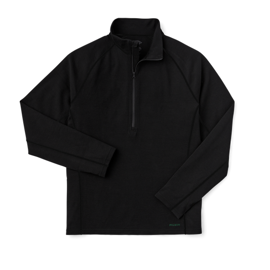 400g Merino Wool Long Sleeve Half-zip - Black