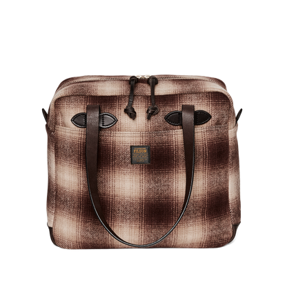 Mackinaw Wool Zipper Tote Bag - Brown / Tan Ombre
