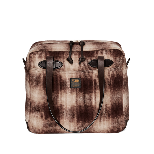 Mackinaw Wool Zipper Tote Bag - Brown / Tan Ombre