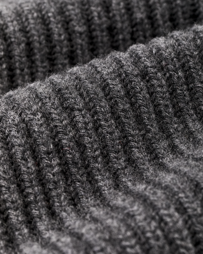 Bristol Shawl Neck Sweater  - Gray Heather / Dark Charcoal Stripe