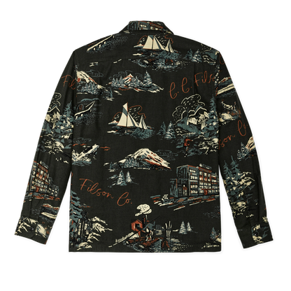 Elk Heights Camp Shirt - Green Northwest Scenic Print