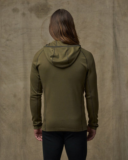 400g Merino Wool Hoodie - Dark Olive