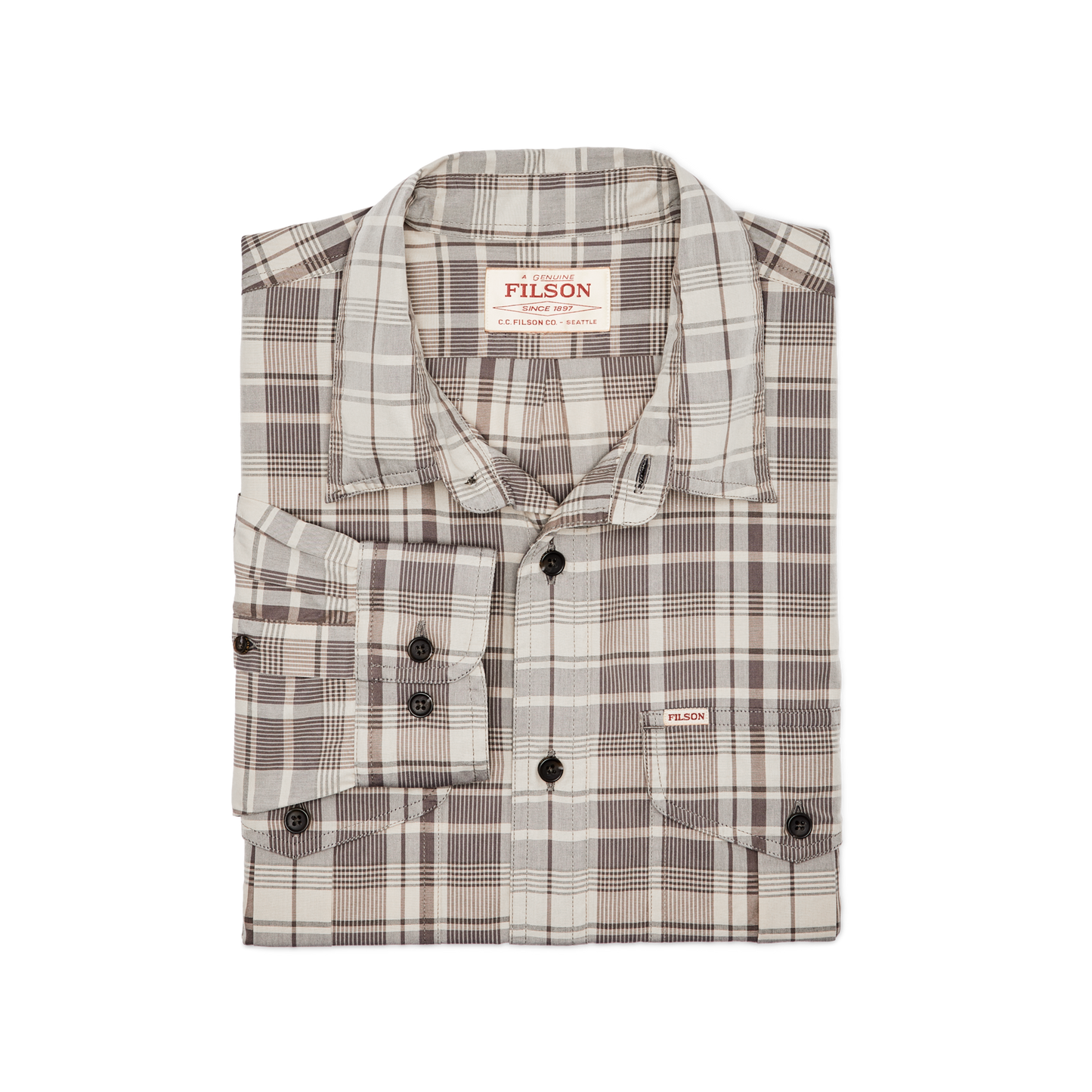 Filson's Washed Feather Cloth Shirt - Light Brown / Natural Plaid
