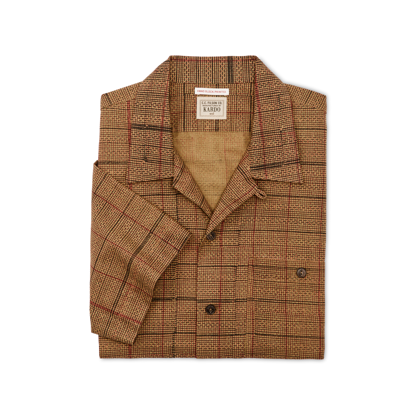 Handprinted Camp Shirt - Natural / Check Print