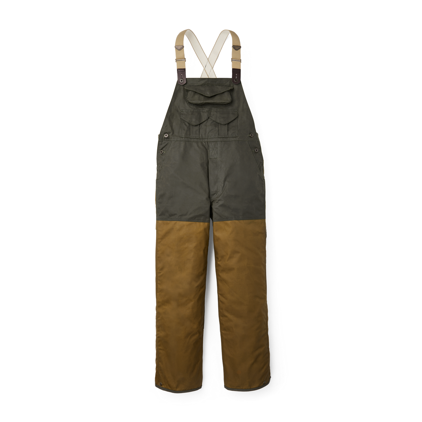 Double Hunting Bibs With Zipper - Otter Green / Dark Tan