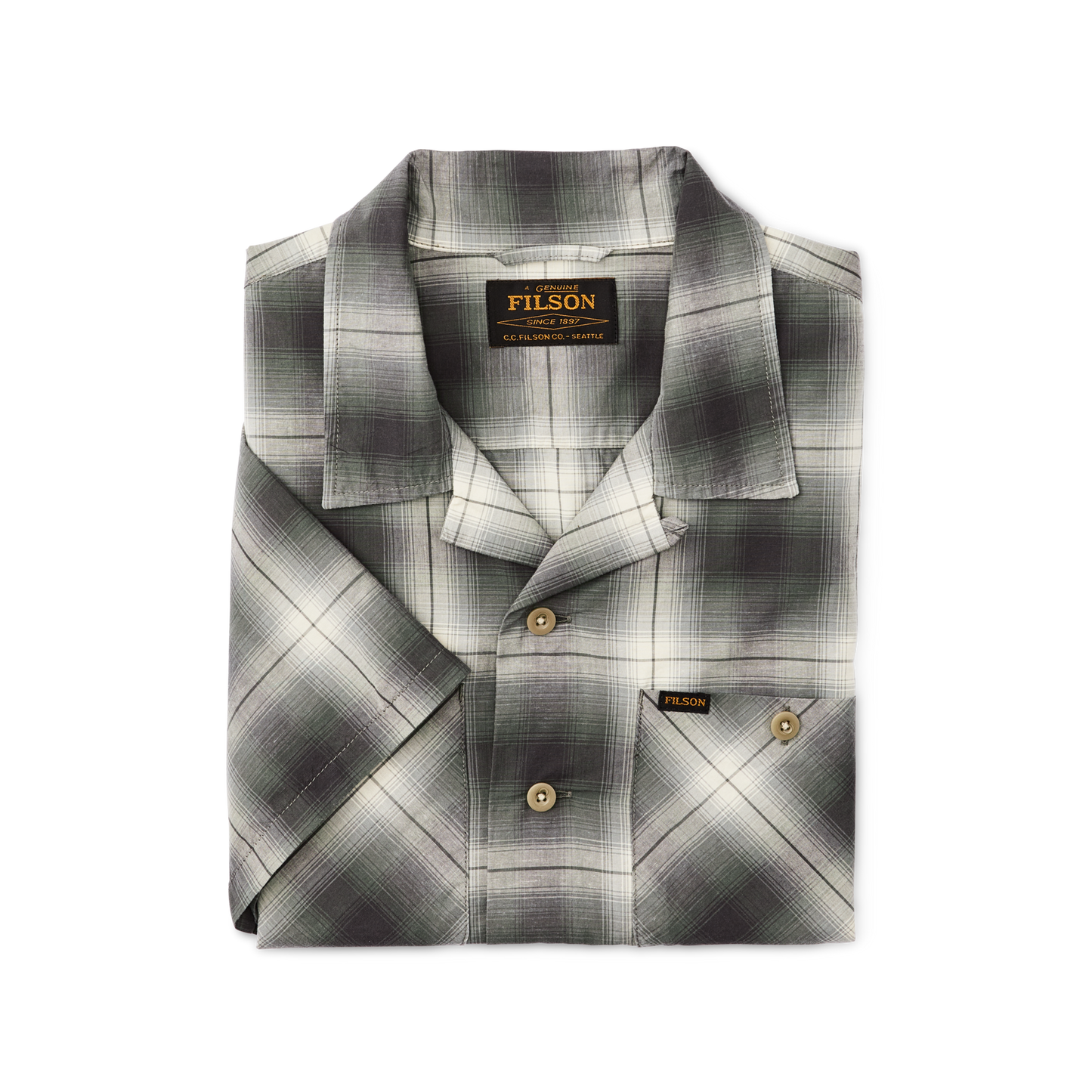 Greenwood Short Sleeve Camp Shirt - Olive / Beige Ombre