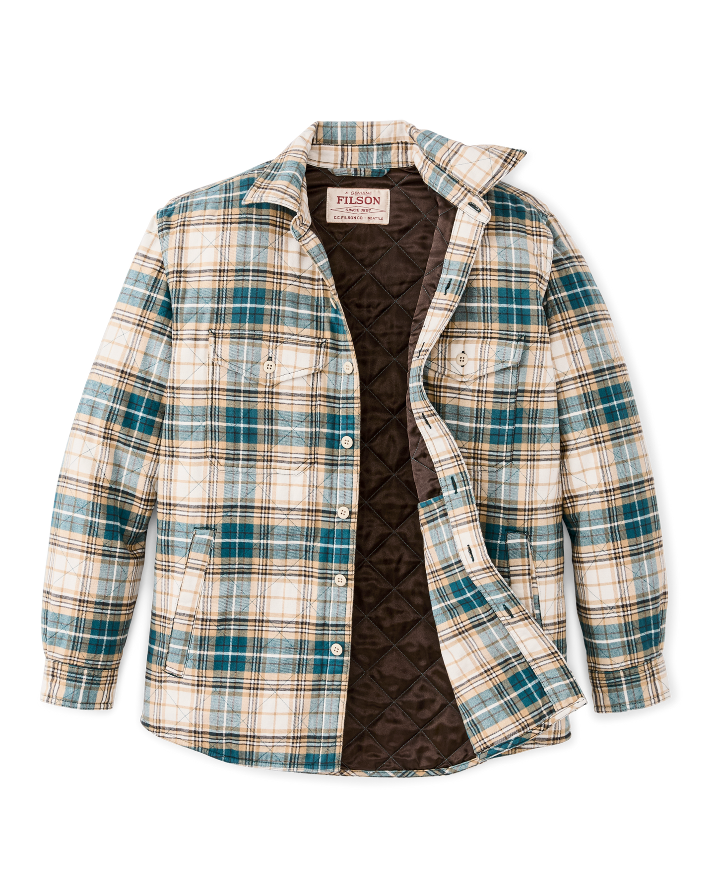 Insulated Flannel Jac-shirt - Teal / Khaki Plaid