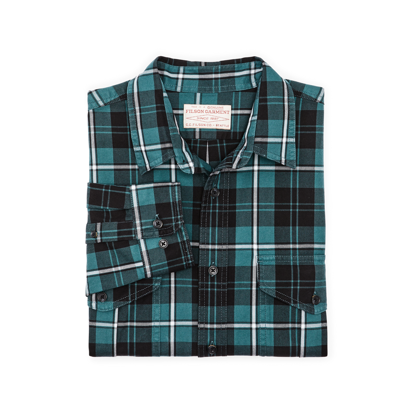 Lightweight Alaskan Guide Shirt - Petrol / Black / White Plaid