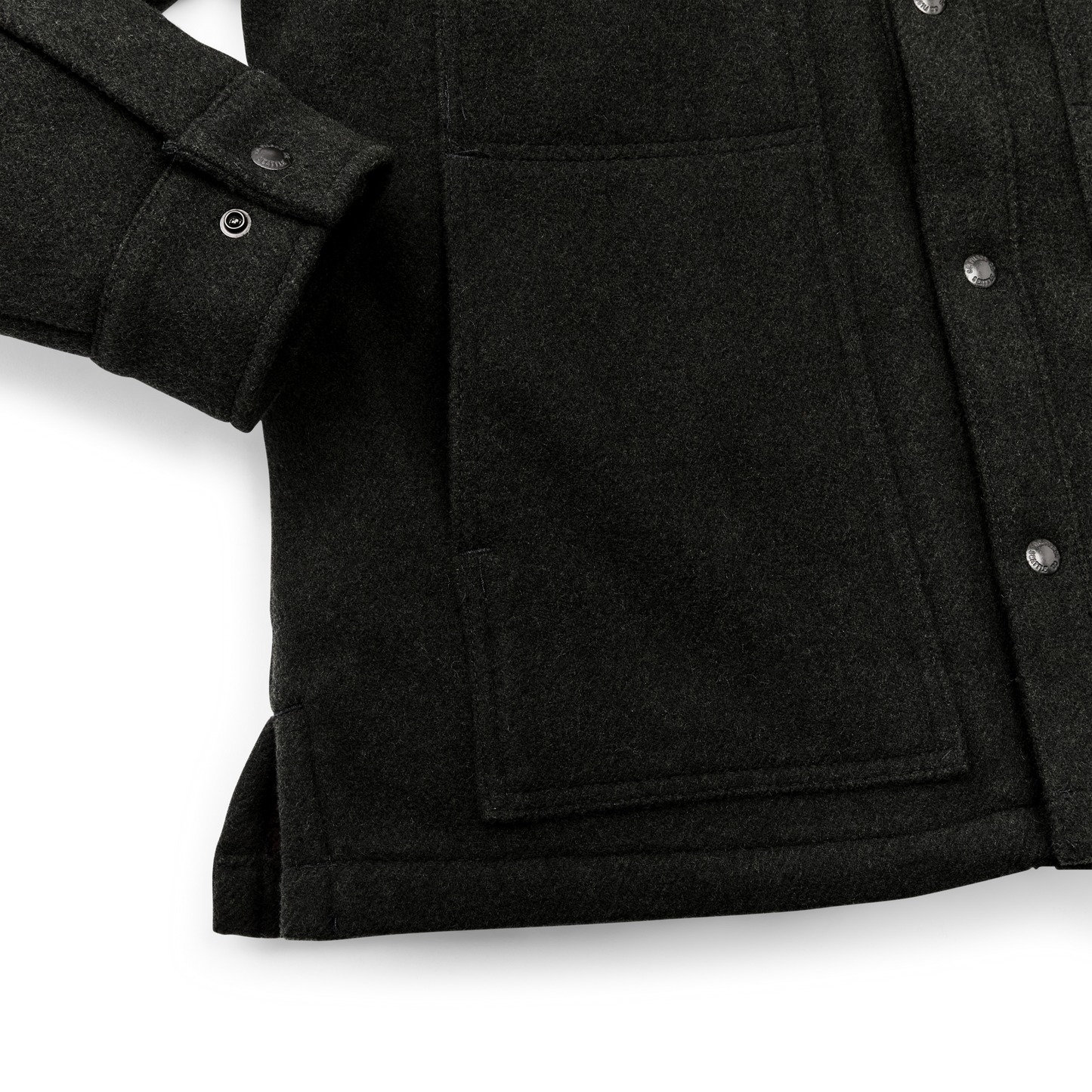 Lined Mackinaw Wool Cape Coat - Peat Black