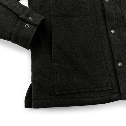 Lined Mackinaw Wool Cape Coat - Peat Black