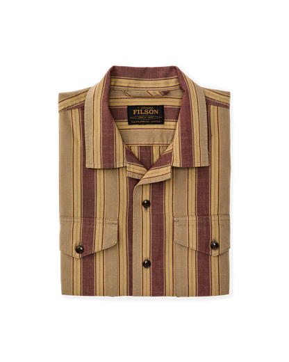 Chambray Camp Shirt - Brick / Tan