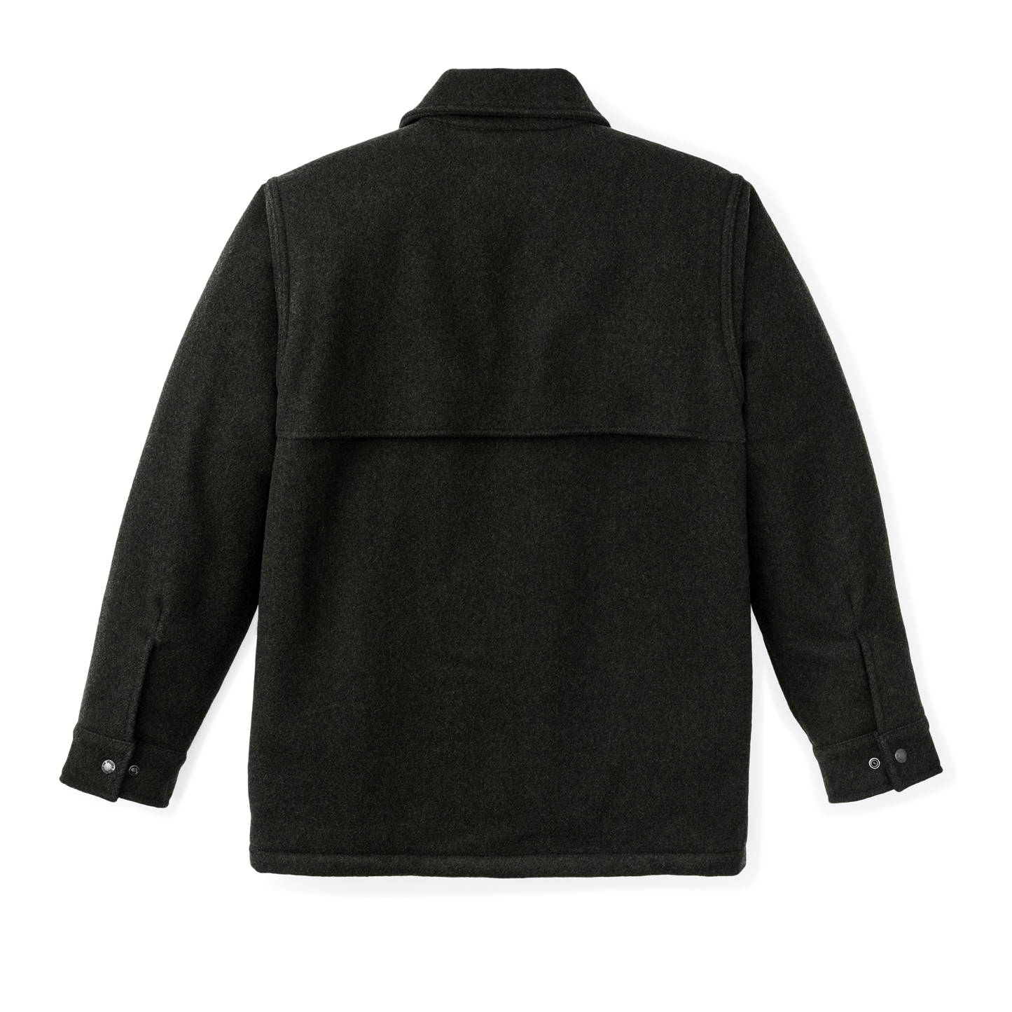 Lined Mackinaw Wool Cape Coat - Peat Black