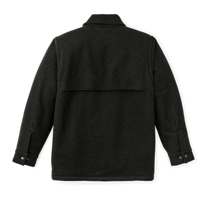 Lined Mackinaw Wool Cape Coat - Peat Black