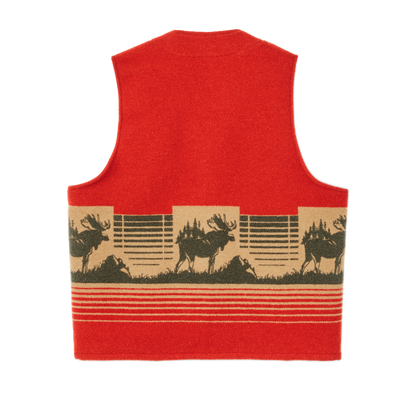 Jacquard Wool Vest - Red / Khaki / Forest Multi